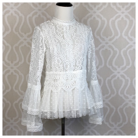 Fancy Lace Peplum Layering Top - Picture 2 of 8